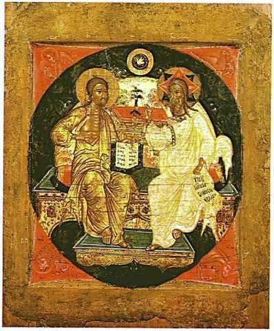 Сопрестолие (Новозаветная Троица). Новгород Великий. XIV, 7,5x10x1,8 см, арт А2502