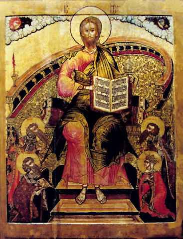Спас на престоле с припадающими. Ярославль. Конец XVII века, 15x20 см, арт А3438