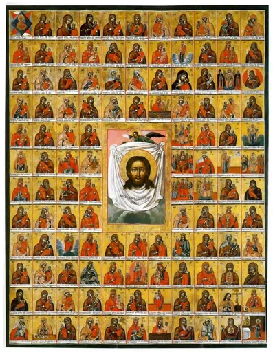Спас Нерукотворный (со сводом икон Богоматери), 7,5x10x1,8 см, арт А7201