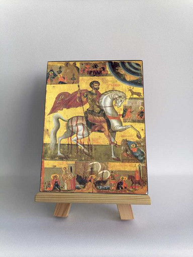 Евстафий Плакида с житием, 12x16x3 см, арт Б0423