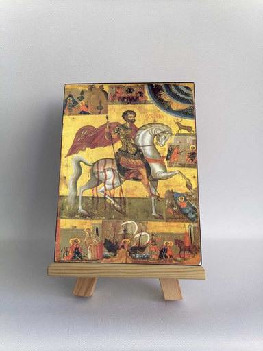 Евстафий Плакида с житием, 9x12x3 см, арт Б0423