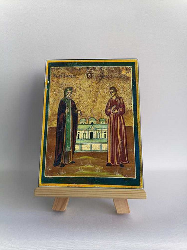 Св. Пр. Ефрем и Св. Пр. Аркадий Новоторжские. XIX в., 12x16x3 см, арт А252