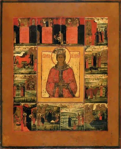 Святая Ирина с житием, 12x16x3 см, арт А1232