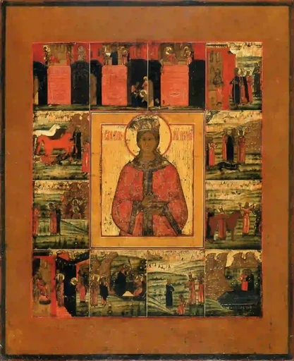 Святая Ирина с житием, 12x16x3 см, арт А1232