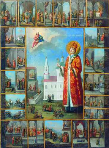 Святой царевич Димитрий в житии в 21 клейме. XVIII в., 12x16x3 см, арт А978