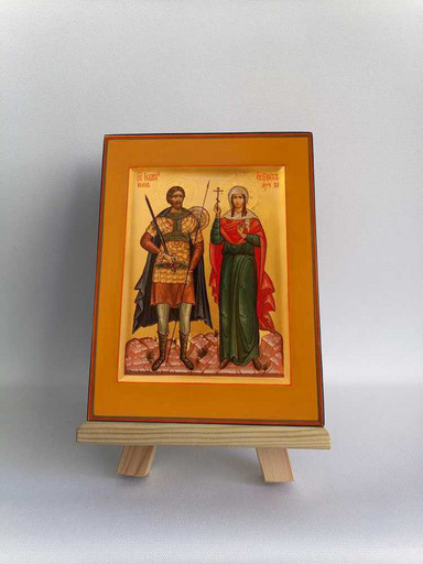 Святой Иоанн воин и святая мученица Валентина, 12x16x3 см, арт Б0275