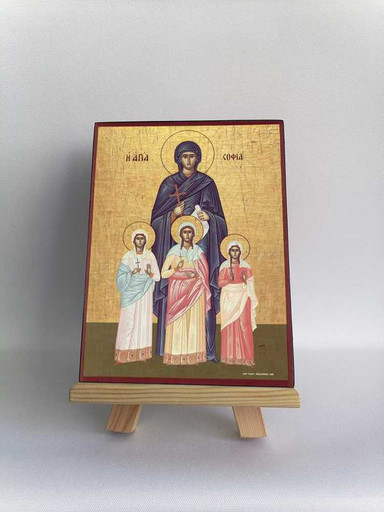 Святые мученицы Вера, Надежда, Любовь и их мать София, 12x16x3 см, арт Б0286