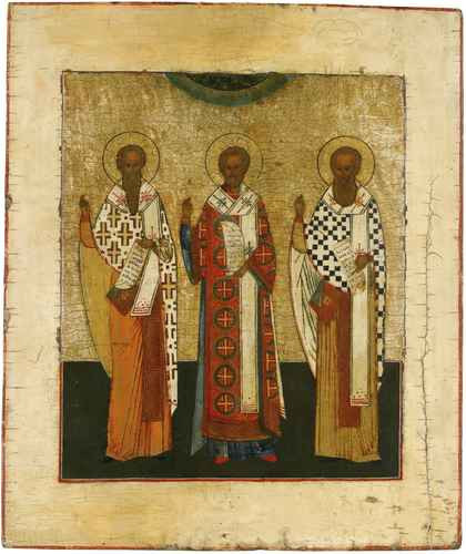 Святые Василий Великий, Иоанн Златоуст и Григорий Богослов, 19 век, 12x16x3 см, арт А1198 Святые Василий Великий, Иоанн Златоуст и Григорий Богослов, 19 век, 12x16x3 см, арт А1198
