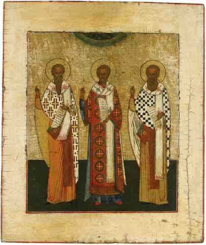 Святые Василий Великий, Иоанн Златоуст и Григорий Богослов, 19 век, 12x16x3 см, арт А1198