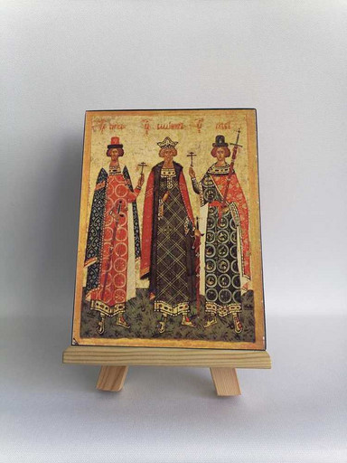 Святые Владимир, Борис, Глеб, 7,5x10x1,8 см, арт Б0281
