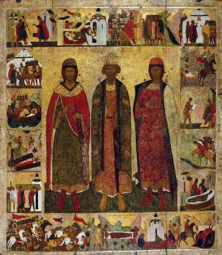 Святые Владимир, Борис и Глеб. XVI в., 9x12x3 см, арт А267 Святые Владимир, Борис и Глеб. XVI в., 9x12x3 см, арт А267