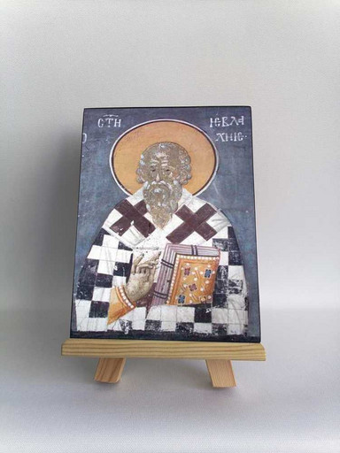 Свт. Евлалий. Фреска церкви Благовещения. Грачаница. Косово. Сербия. Около 1318 г, 12x16x3 см, арт Б0433