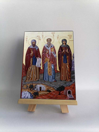 Свт. Евтихий, прп. Евтихихиан, прп. Евтихиани, 12x16x3 см, арт Б0434