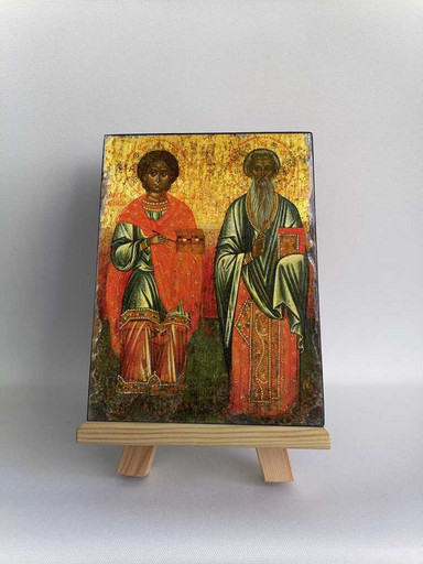 Свв. Пантелеимон и Ермолай, 12x16x3 см, арт А253