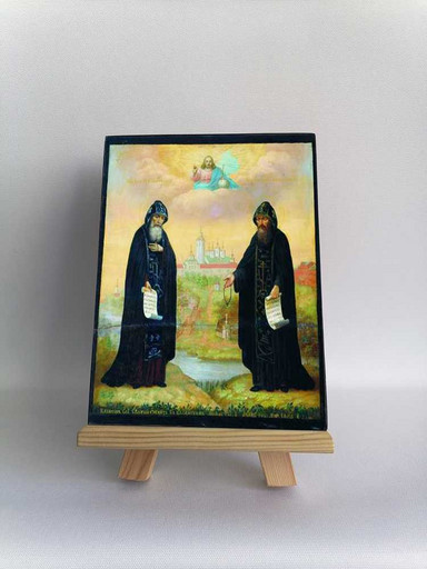 Свв. Сергий и Герман Валаамские, 9x12x3 см, арт Б0319
