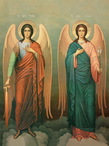Гавриил и Михаил, архангелы, 30x40x4 см, арт И12462