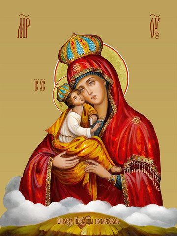 Почаевская икона божьей матери, 15х20 см, арт И7953