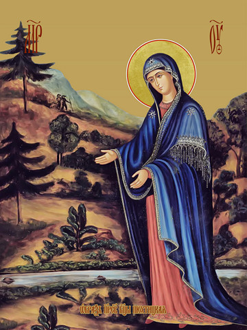 Пюхтинская икона божьей матери, 25х28 см, арт И9578