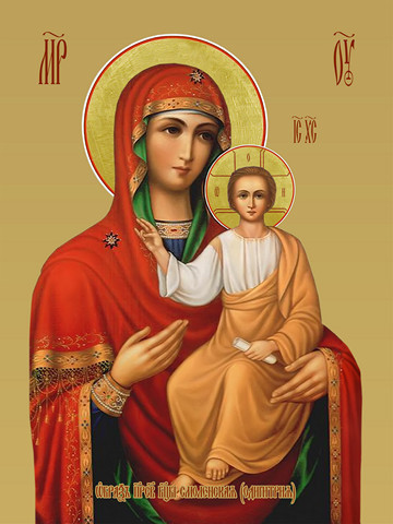 Смоленская икона божьей матери (Одигитрия), 30x40x4 см, арт И12833