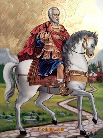 Мина, святой великомученик, 30x40x4 см, арт И13246