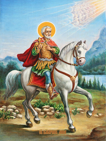 Мина, святой великомученик, 30x40x4 см, арт И13247