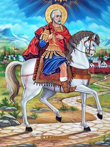 Мина, святой великомученик, 30x40x4 см, арт И13249