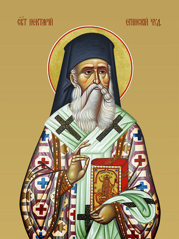 Нектарий Эгинский, святитель, 12x16x3 см, арт И8414