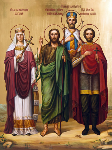 Екатерина, Иоанн Предтеча, царь Константин, Александр невский, 12x16x3 см, арт И8945