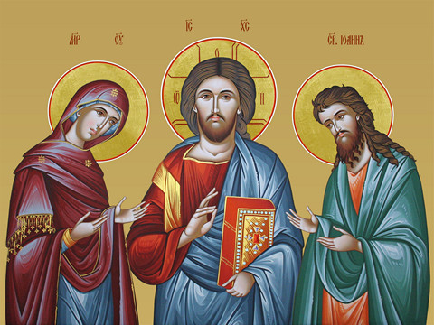 Вседержитель, Святая Мария и Иоанн Богослов, 30x40x4 см, арт И13866