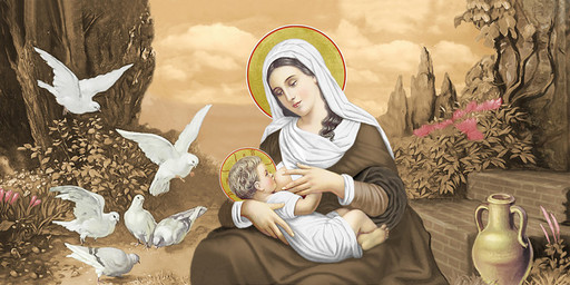 Кормящая Богородица, голуби, 25х52 см, арт И6944