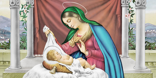 Богородица с Иисусом, колыбель, 25х52 см, арт И6969