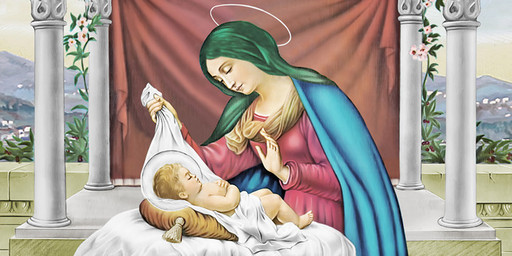 Богородица с Иисусом, колыбель, 25х52 см, арт И6971