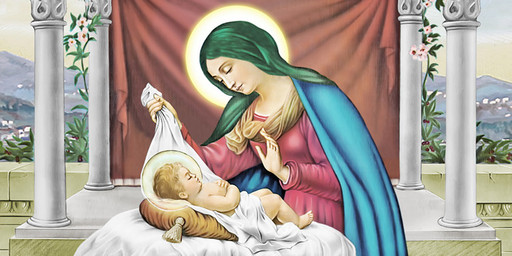 Богородица с Иисусом, колыбель, 25х52 см, арт И6970