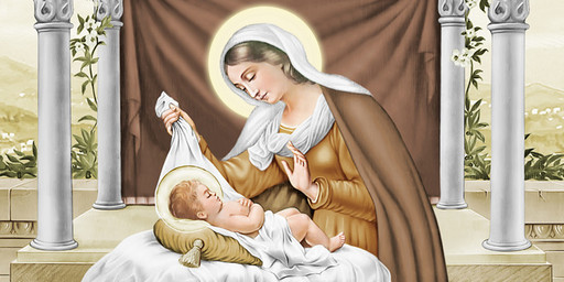 Богородица с Иисусом, колыбель, 25х52 см, арт И6972