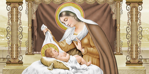 Богородица с Иисусом, колыбель, 25х52 см, арт И6973