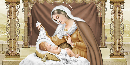 Богородица с Иисусом, колыбель, 25х52 см, арт И6974