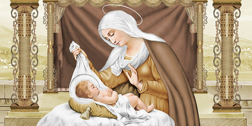 Богородица с Иисусом, колыбель, 25х52 см, арт И6976