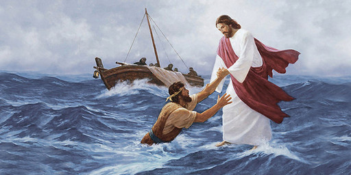 Иисус идущий по воде, 25х52 см, арт И7041