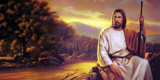 Иисус на берегу реки, 25х52 см, арт И7057