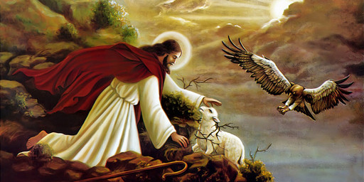 Иисус добрый пастырь, 50х100 см, арт И7081-2