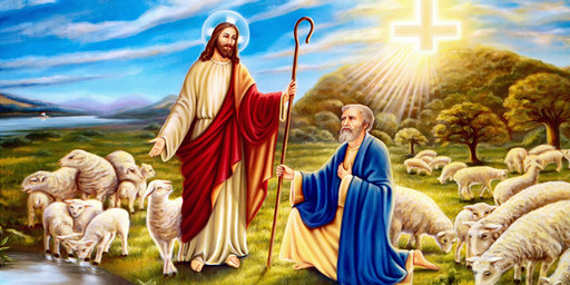Иисус и Петр, 25х52 см, арт И7082