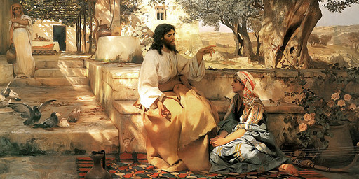 Иисус и самарянка, 25х52 см, арт И7147