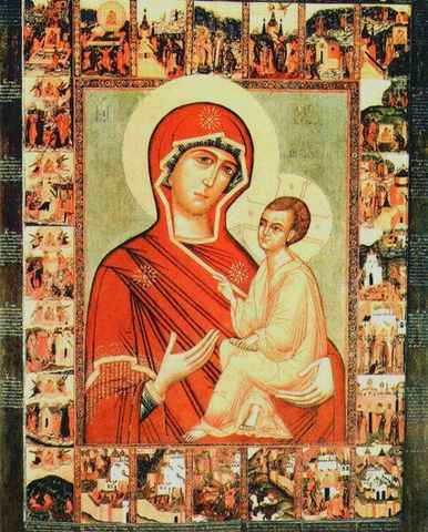 Тихвинская икона Божией Матери. XVI, 15x20 см, арт А2811