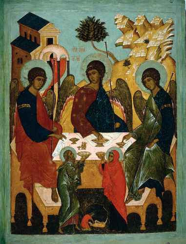 Троица Ветхозаветная. XVI в., 12x16x3 см, арт А1010