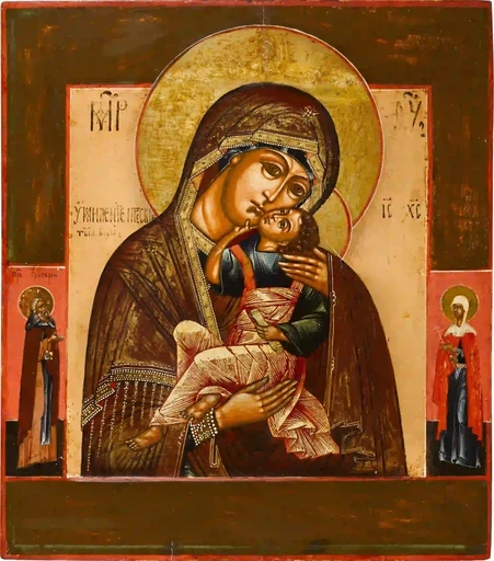 Умиление Пресвятой Богородицы. 1800-1850-е гг, 12x16x3 см, арт А7292