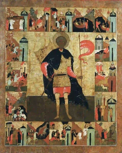 Вмч. Мина с житием. Вологда. XVI в., 9x12x3 см, арт А2346 Вмч. Мина с житием. Вологда. XVI в., 9x12x3 см, арт А2346