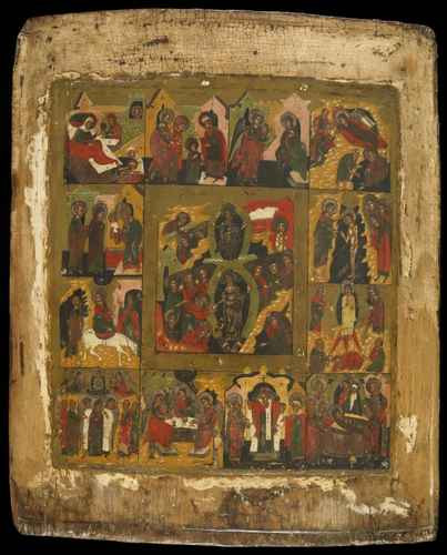Воскресение Христово с Двунадесятыми праздниками, 18 век, арт А1202