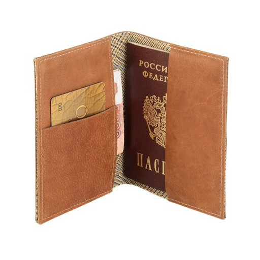 Обложка для паспорта из кожи с доп. кармашком