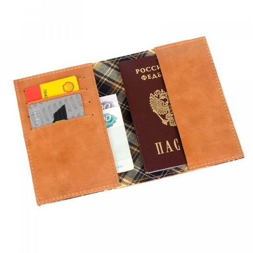Кожаная обложка на паспорт с доп. отделениями для карт