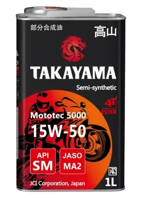 Масло Takayama 15W-50 Mototec 5000 4T API SM Jaso MA-2 металл полусинтетическое 1л